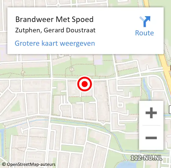 Locatie op kaart van de 112 melding: Brandweer Met Spoed Naar Zutphen, Gerard Doustraat op 18 november 2023 11:42