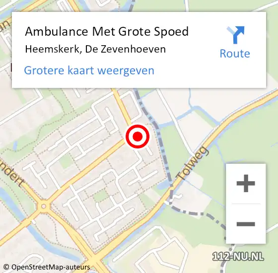Locatie op kaart van de 112 melding: Ambulance Met Grote Spoed Naar Heemskerk, De Zevenhoeven op 18 november 2023 12:48