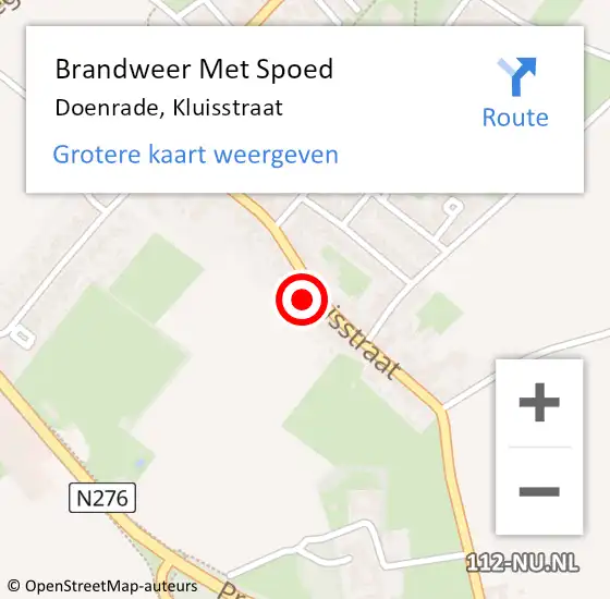 Locatie op kaart van de 112 melding: Brandweer Met Spoed Naar Doenrade, Kluisstraat op 18 november 2023 12:49