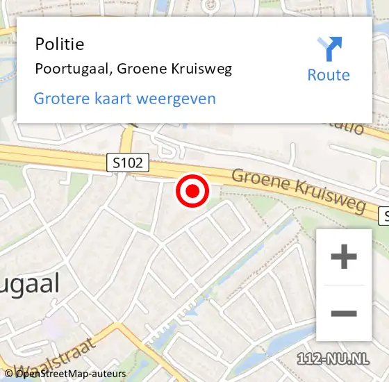 Locatie op kaart van de 112 melding: Politie Poortugaal, Groene Kruisweg op 18 november 2023 13:41
