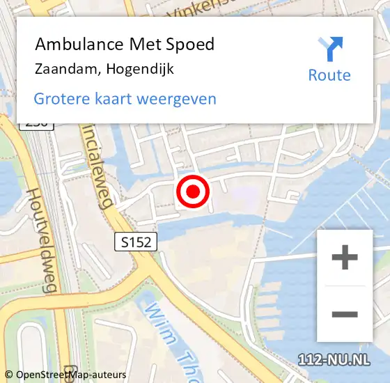 Locatie op kaart van de 112 melding: Ambulance Met Spoed Naar Zaandam, Hogendijk op 18 november 2023 13:58
