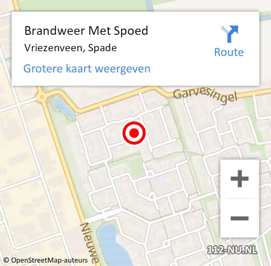 Locatie op kaart van de 112 melding: Brandweer Met Spoed Naar Vriezenveen, Spade op 18 november 2023 14:17