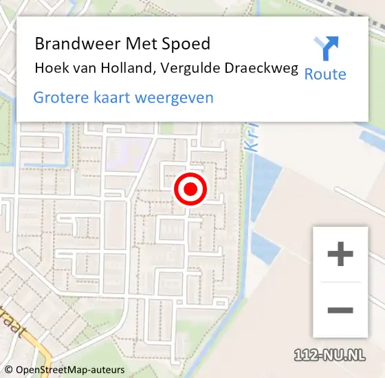 Locatie op kaart van de 112 melding: Brandweer Met Spoed Naar Hoek van Holland, Vergulde Draeckweg op 18 november 2023 14:23
