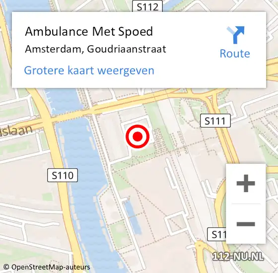Locatie op kaart van de 112 melding: Ambulance Met Spoed Naar Amsterdam, Goudriaanstraat op 18 november 2023 14:39