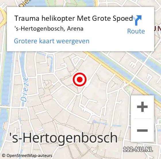 Locatie op kaart van de 112 melding: Trauma helikopter Met Grote Spoed Naar 's-Hertogenbosch, Arena op 18 november 2023 15:45