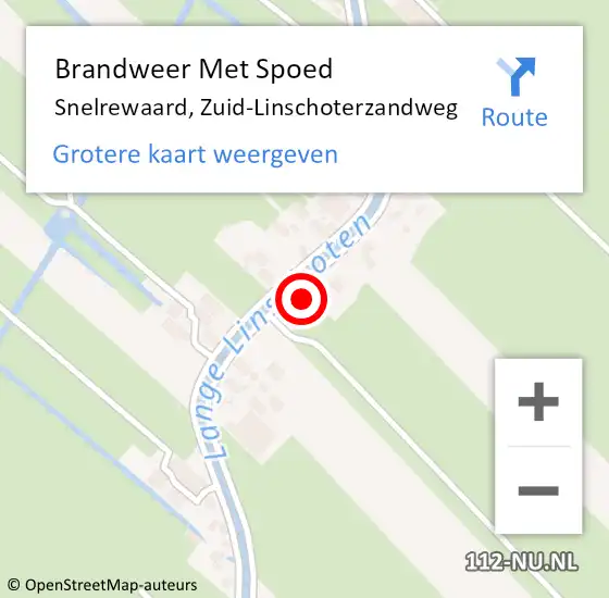 Locatie op kaart van de 112 melding: Brandweer Met Spoed Naar Snelrewaard, Zuid-Linschoterzandweg op 18 november 2023 17:00