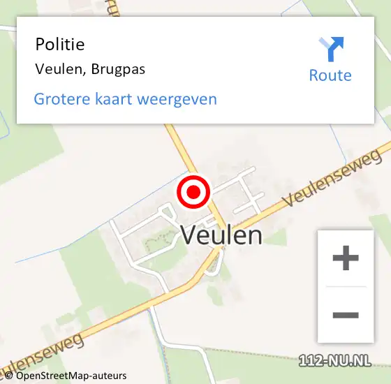 Locatie op kaart van de 112 melding: Politie Veulen, Brugpas op 18 november 2023 19:28