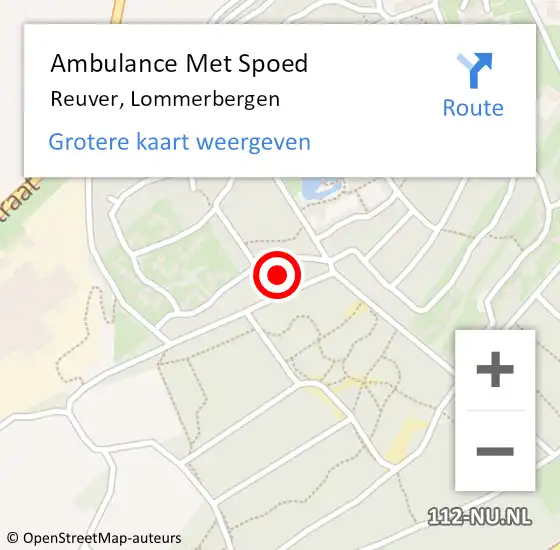Locatie op kaart van de 112 melding: Ambulance Met Spoed Naar Reuver, Lommerbergen op 18 november 2023 19:45