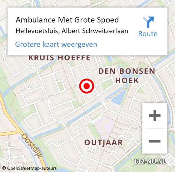Locatie op kaart van de 112 melding: Ambulance Met Grote Spoed Naar Hellevoetsluis, Albert Schweitzerlaan op 18 november 2023 21:13