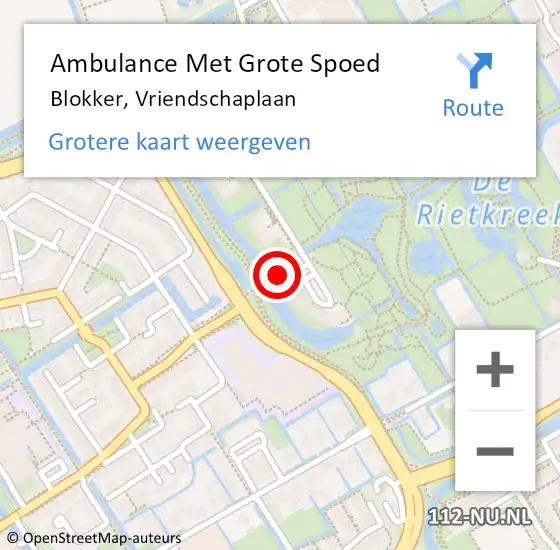 Locatie op kaart van de 112 melding: Ambulance Met Grote Spoed Naar Blokker, Vriendschaplaan op 18 november 2023 21:24