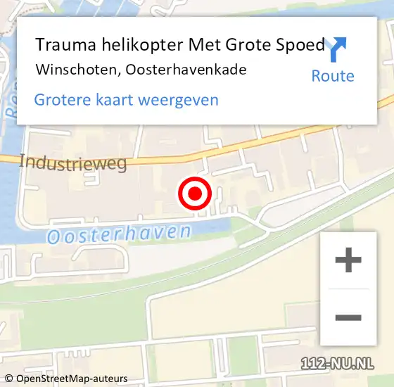 Locatie op kaart van de 112 melding: Trauma helikopter Met Grote Spoed Naar Winschoten, Oosterhavenkade op 18 november 2023 22:59