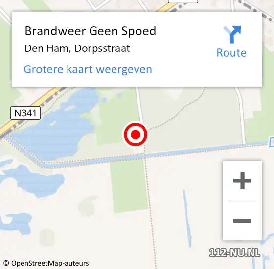 Locatie op kaart van de 112 melding: Brandweer Geen Spoed Naar Den Ham, Dorpsstraat op 19 november 2023 00:42