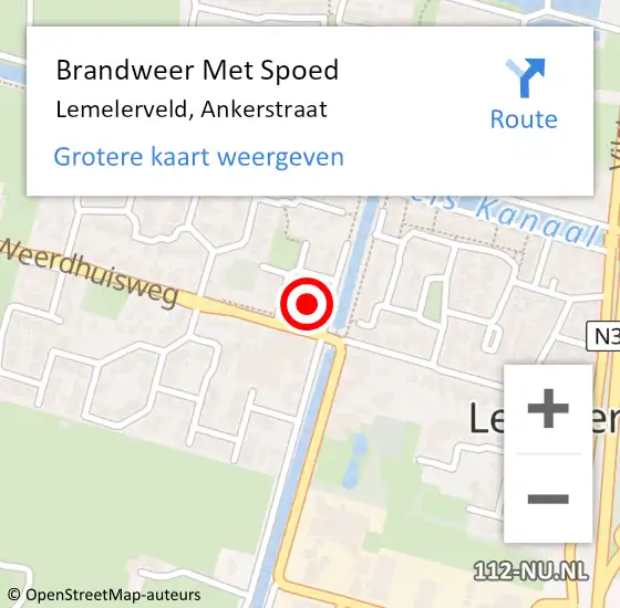 Locatie op kaart van de 112 melding: Brandweer Met Spoed Naar Lemelerveld, Ankerstraat op 19 november 2023 01:30