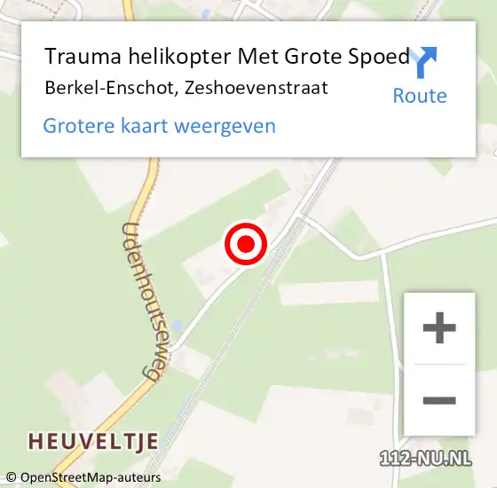 Locatie op kaart van de 112 melding: Trauma helikopter Met Grote Spoed Naar Berkel-Enschot, Zeshoevenstraat op 19 november 2023 02:29