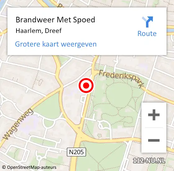 Locatie op kaart van de 112 melding: Brandweer Met Spoed Naar Haarlem, Dreef op 19 november 2023 04:44