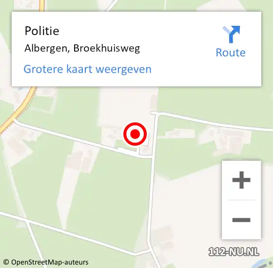 Locatie op kaart van de 112 melding: Politie Albergen, Broekhuisweg op 19 november 2023 04:58