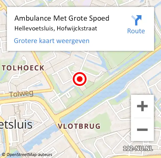 Locatie op kaart van de 112 melding: Ambulance Met Grote Spoed Naar Hellevoetsluis, Hofwijckstraat op 19 november 2023 05:13