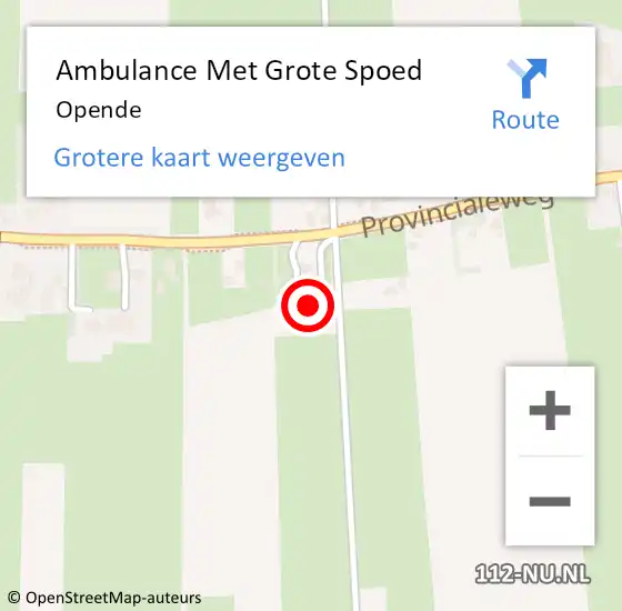 Locatie op kaart van de 112 melding: Ambulance Met Grote Spoed Naar Opende op 19 november 2023 07:39