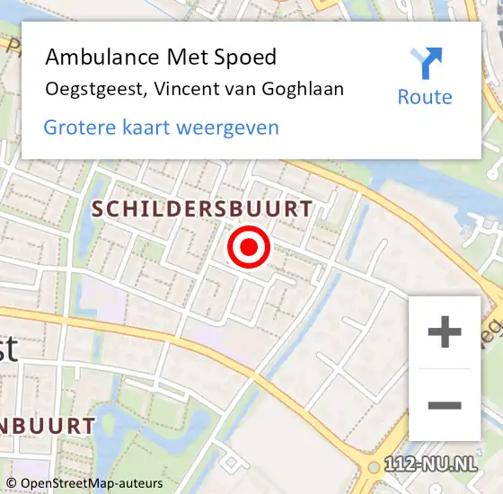Locatie op kaart van de 112 melding: Ambulance Met Spoed Naar Oegstgeest, Vincent van Goghlaan op 19 november 2023 08:18