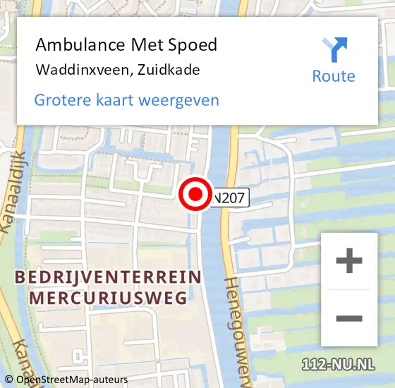 Locatie op kaart van de 112 melding: Ambulance Met Spoed Naar Waddinxveen, Zuidkade op 19 november 2023 08:28