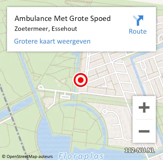 Locatie op kaart van de 112 melding: Ambulance Met Grote Spoed Naar Zoetermeer, Essehout op 19 november 2023 09:10