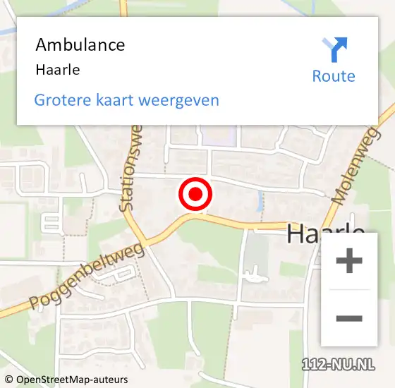Locatie op kaart van de 112 melding: Ambulance Haarle op 19 november 2023 09:10