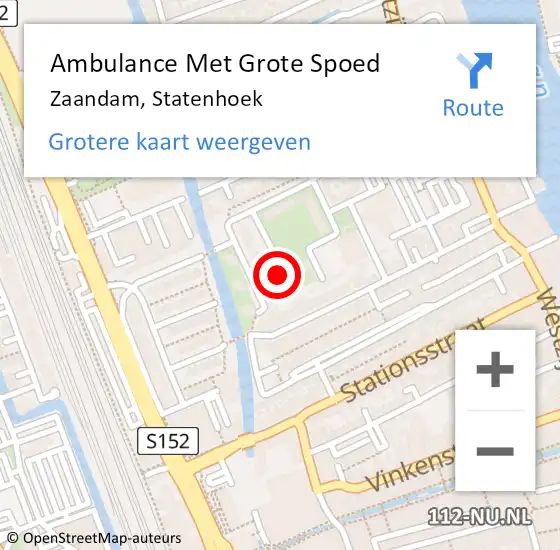 Locatie op kaart van de 112 melding: Ambulance Met Grote Spoed Naar Zaandam, Statenhoek op 19 november 2023 09:30