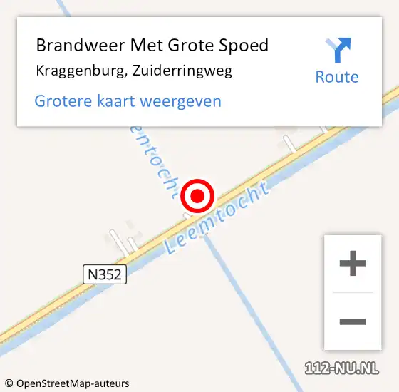 Locatie op kaart van de 112 melding: Brandweer Met Grote Spoed Naar Kraggenburg, Zuiderringweg op 19 november 2023 09:54
