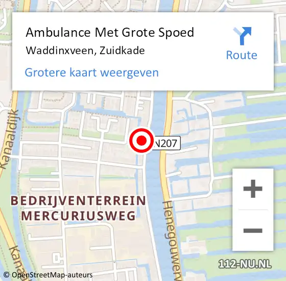 Locatie op kaart van de 112 melding: Ambulance Met Grote Spoed Naar Waddinxveen, Zuidkade op 19 november 2023 10:47