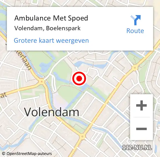 Locatie op kaart van de 112 melding: Ambulance Met Spoed Naar Volendam, Boelenspark op 19 november 2023 11:42