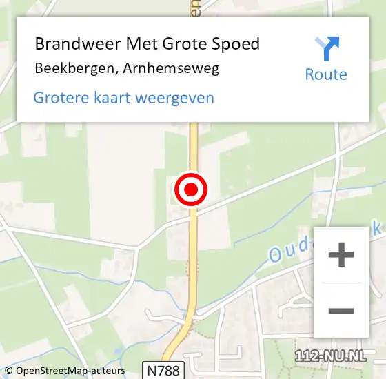 Locatie op kaart van de 112 melding: Brandweer Met Grote Spoed Naar Beekbergen, Arnhemseweg op 19 november 2023 12:36
