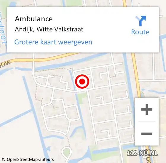 Locatie op kaart van de 112 melding: Ambulance Andijk, Witte Valkstraat op 19 november 2023 12:42