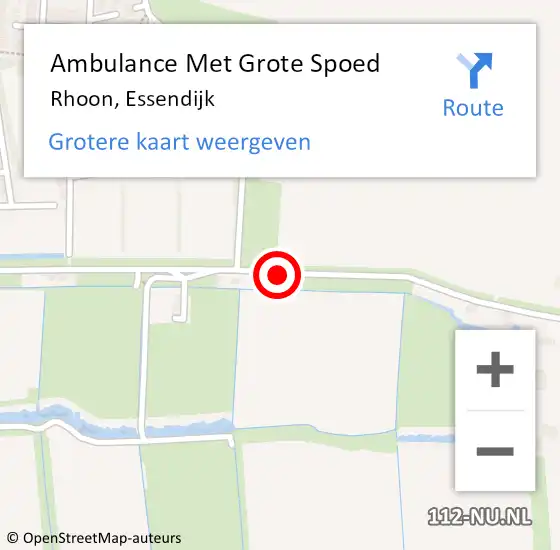 Locatie op kaart van de 112 melding: Ambulance Met Grote Spoed Naar Rhoon, Essendijk op 19 november 2023 13:05