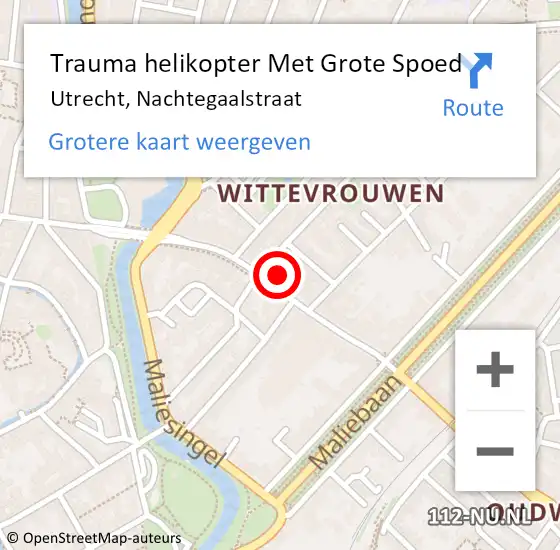 Locatie op kaart van de 112 melding: Trauma helikopter Met Grote Spoed Naar Utrecht, Nachtegaalstraat op 19 november 2023 15:46