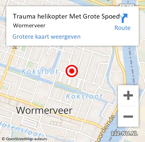 Locatie op kaart van de 112 melding: Trauma helikopter Met Grote Spoed Naar Wormerveer op 19 november 2023 16:00