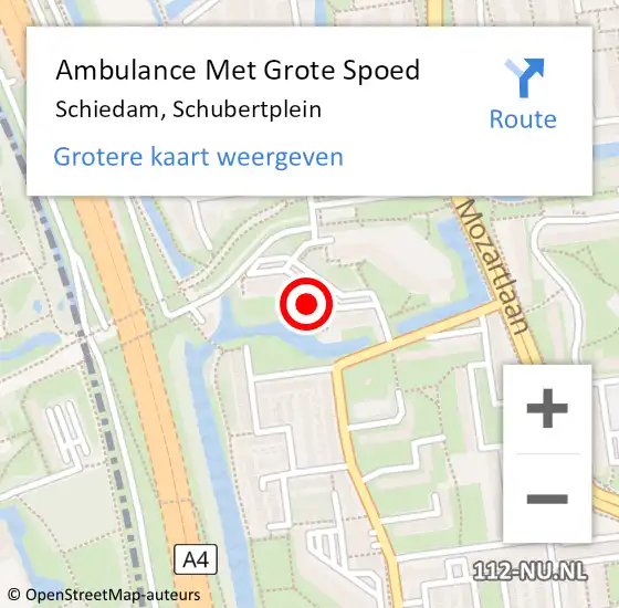 Locatie op kaart van de 112 melding: Ambulance Met Grote Spoed Naar Schiedam, Schubertplein op 19 november 2023 16:03