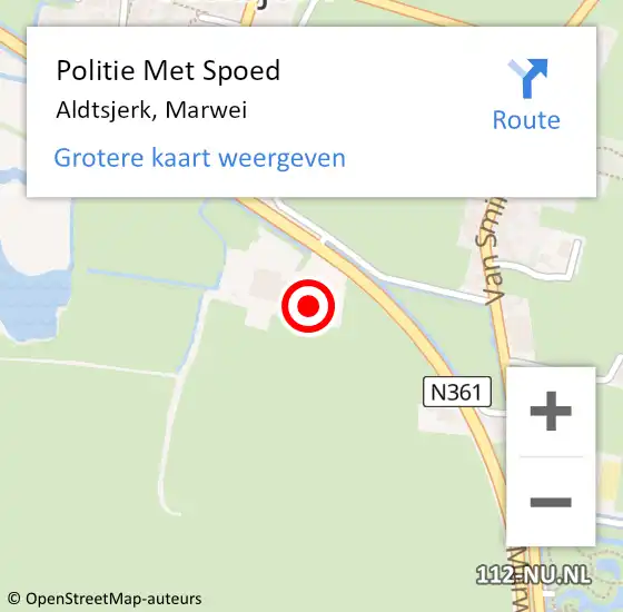Locatie op kaart van de 112 melding: Politie Met Spoed Naar Aldtsjerk, Marwei op 19 november 2023 16:24