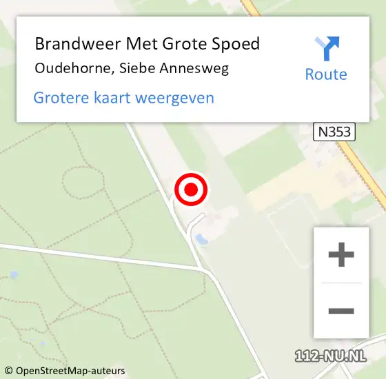 Locatie op kaart van de 112 melding: Brandweer Met Grote Spoed Naar Oudehorne, Siebe Annesweg op 19 november 2023 19:23