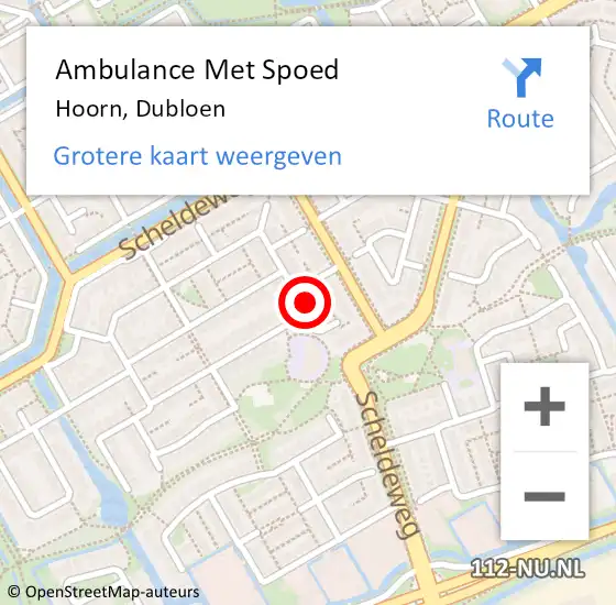 Locatie op kaart van de 112 melding: Ambulance Met Spoed Naar Hoorn, Dubloen op 20 november 2023 00:33
