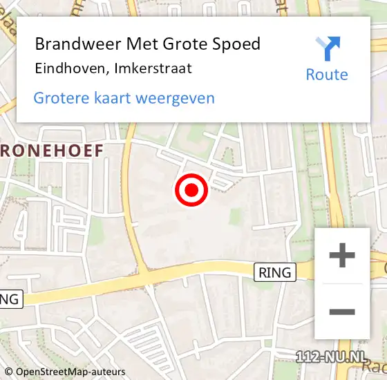 Locatie op kaart van de 112 melding: Brandweer Met Grote Spoed Naar Eindhoven, Imkerstraat op 20 november 2023 02:06
