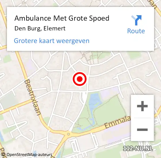Locatie op kaart van de 112 melding: Ambulance Met Grote Spoed Naar Den Burg, Elemert op 20 november 2023 07:21