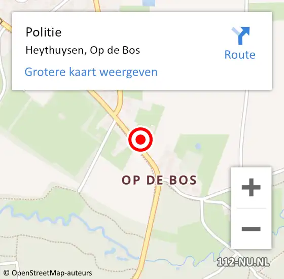 Locatie op kaart van de 112 melding: Politie Heythuysen, Op de Bos op 20 november 2023 08:36