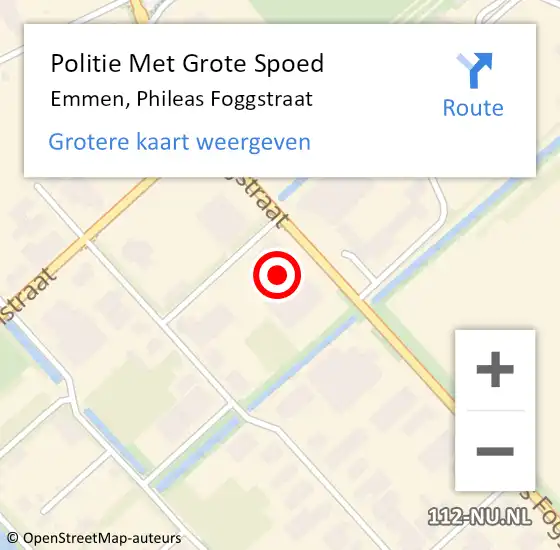 Locatie op kaart van de 112 melding: Politie Met Grote Spoed Naar Emmen, Phileas Foggstraat op 20 november 2023 08:55