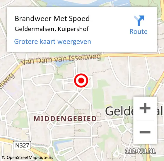 Locatie op kaart van de 112 melding: Brandweer Met Spoed Naar Geldermalsen, Kuipershof op 20 november 2023 10:01