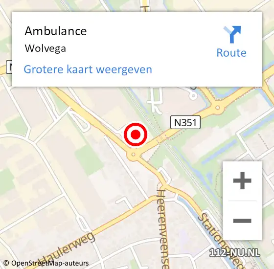 Locatie op kaart van de 112 melding: Ambulance Wolvega op 20 november 2023 10:24