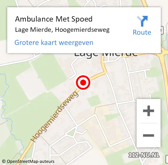 Locatie op kaart van de 112 melding: Ambulance Met Spoed Naar Lage Mierde, Hoogemierdseweg op 15 september 2014 23:18