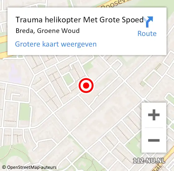 Locatie op kaart van de 112 melding: Trauma helikopter Met Grote Spoed Naar Breda, Groene Woud op 20 november 2023 10:55