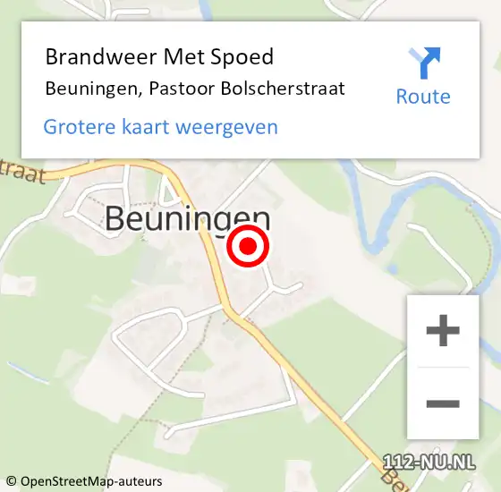 Locatie op kaart van de 112 melding: Brandweer Met Spoed Naar Beuningen, Pastoor Bolscherstraat op 20 november 2023 11:10