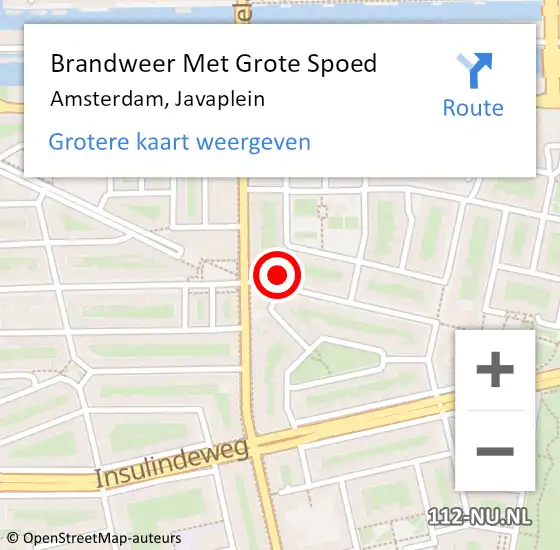 Locatie op kaart van de 112 melding: Brandweer Met Grote Spoed Naar Amsterdam, Javaplein op 20 november 2023 11:41