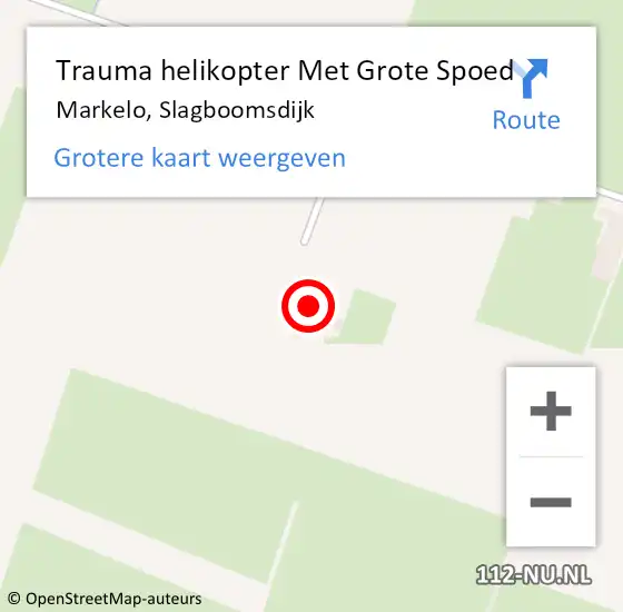 Locatie op kaart van de 112 melding: Trauma helikopter Met Grote Spoed Naar Markelo, Slagboomsdijk op 20 november 2023 12:12